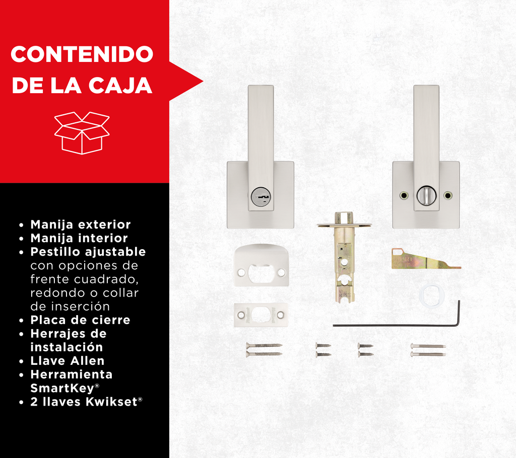 Lever de entrada con SmartKey™ Singapore níquel satinado