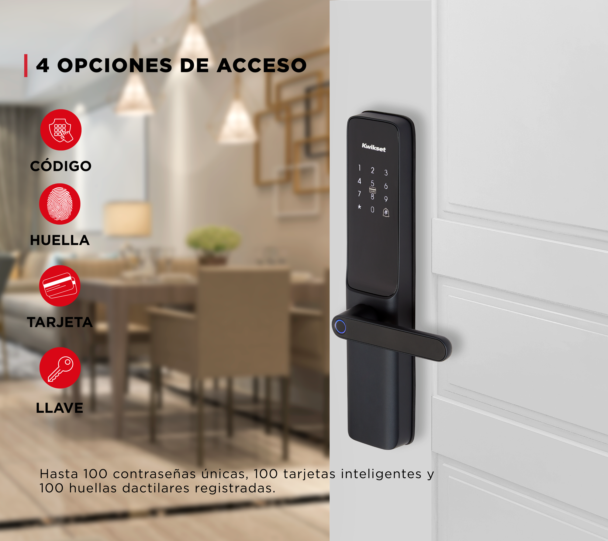 Cerradura digital Orion negro con 3 metodos de acceso